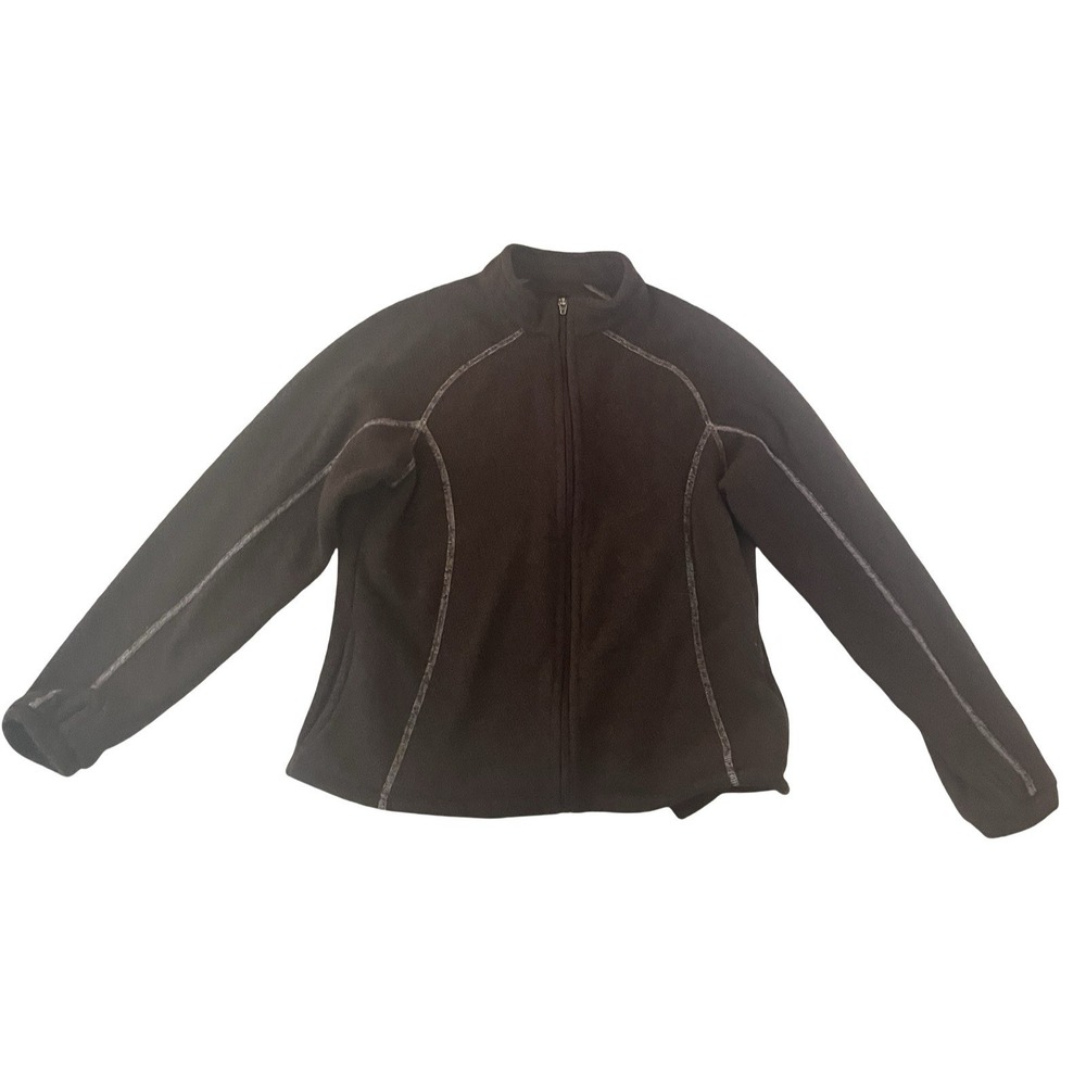 Kuhl Women's Size M Alfpaca Fleece Dark Brown Zip-Up Mock Neck